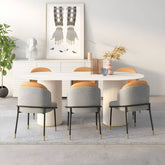 Oval dining table with imitation marble top, stylish simplicity design for home furniture